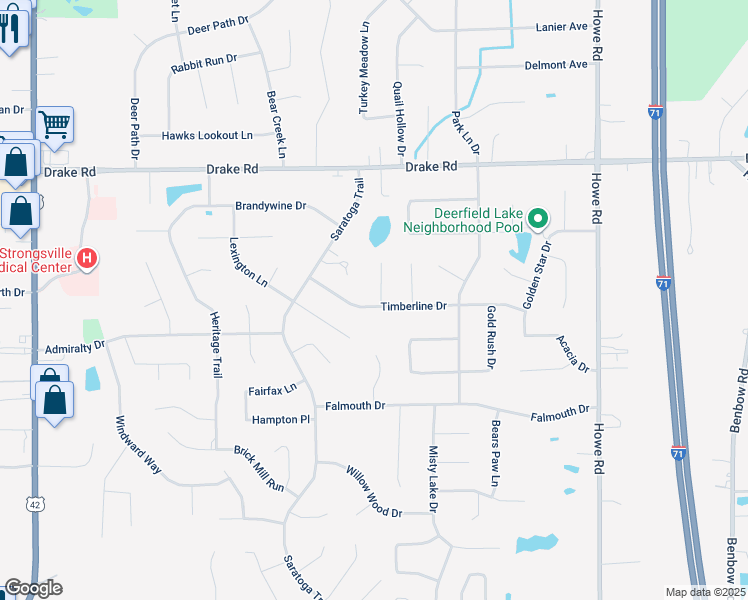 map of restaurants, bars, coffee shops, grocery stores, and more near 18268 Winchester Court in Strongsville