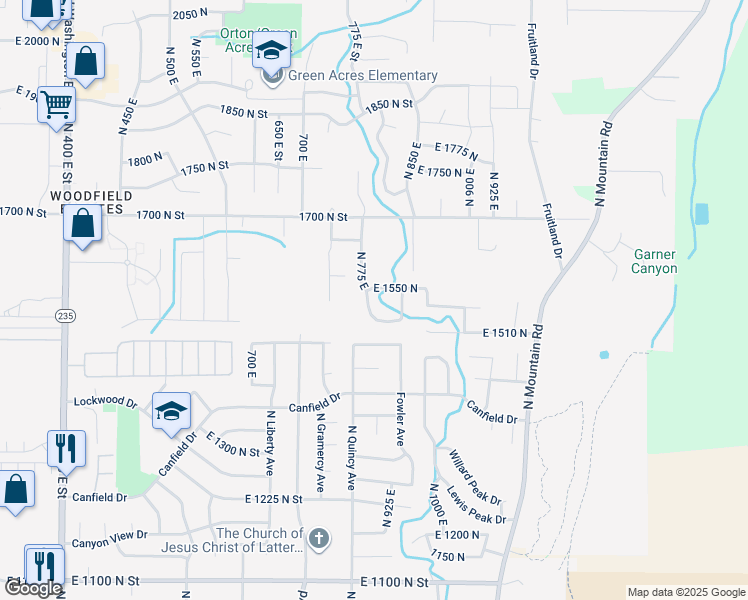 map of restaurants, bars, coffee shops, grocery stores, and more near 1542 North 775 East in North Ogden