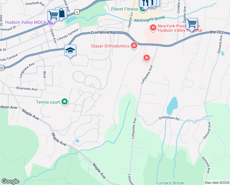map of restaurants, bars, coffee shops, grocery stores, and more near 252 Buttonwood Avenue in Cortlandt