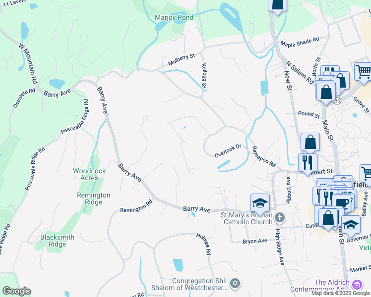 map of restaurants, bars, coffee shops, grocery stores, and more near 22 Nutmeg Court in Ridgefield