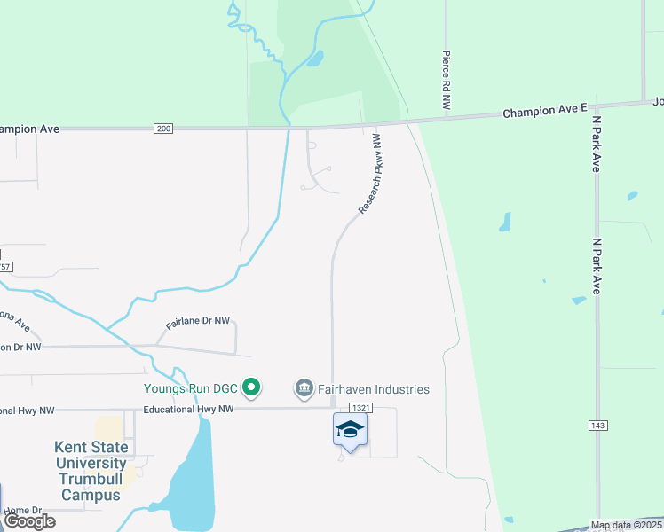 map of restaurants, bars, coffee shops, grocery stores, and more near Research Parkway Northwest in Warren