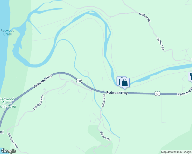 map of restaurants, bars, coffee shops, grocery stores, and more near 119933 U.S. 101 in Orick