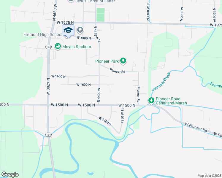 map of restaurants, bars, coffee shops, grocery stores, and more near 4338 West 1600 North in Plain City