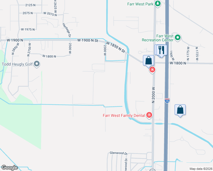 map of restaurants, bars, coffee shops, grocery stores, and more near 1745 North 2300 West Street in Ogden
