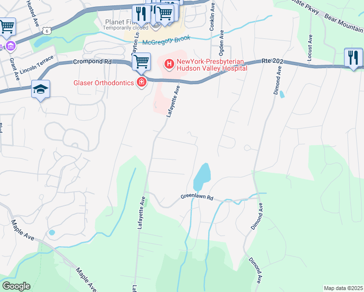 map of restaurants, bars, coffee shops, grocery stores, and more near 10 Ridge Road in Cortlandt