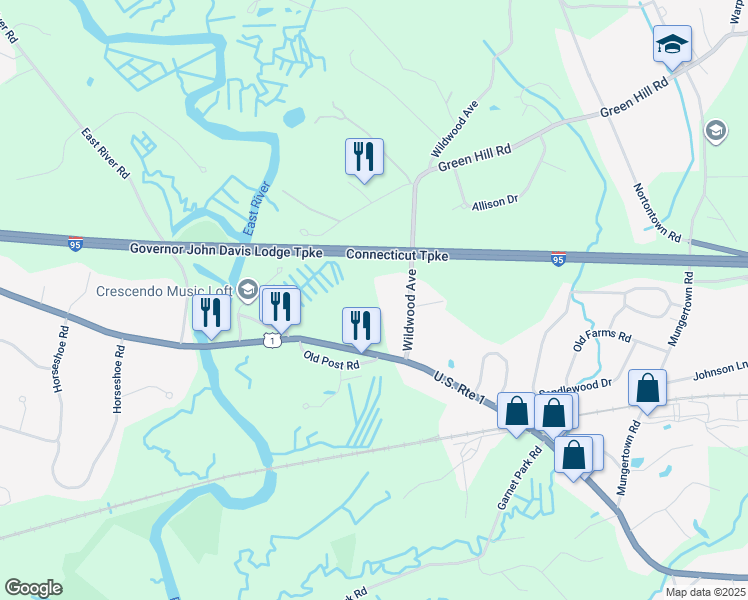 map of restaurants, bars, coffee shops, grocery stores, and more near 37 Wildwood Avenue in Madison