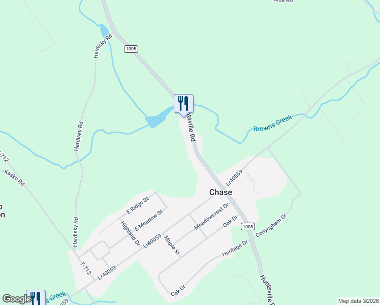 map of restaurants, bars, coffee shops, grocery stores, and more near 1001-1509 State Route 1005 in Shavertown