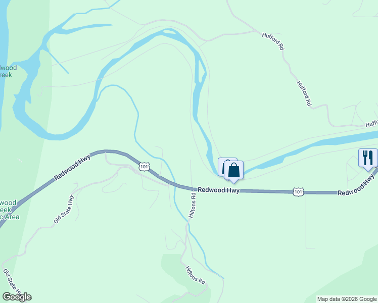 map of restaurants, bars, coffee shops, grocery stores, and more near 119933 U.S. 101 in Orick