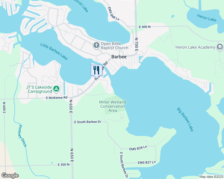 map of restaurants, bars, coffee shops, grocery stores, and more near 96 EMS B70 Lane in Pierceton