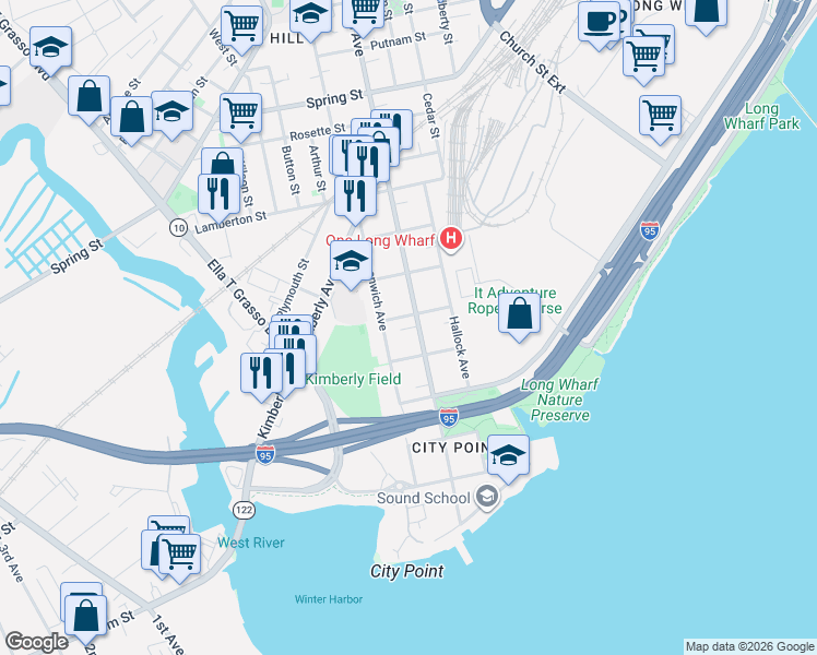 map of restaurants, bars, coffee shops, grocery stores, and more near 236 Howard Avenue in New Haven