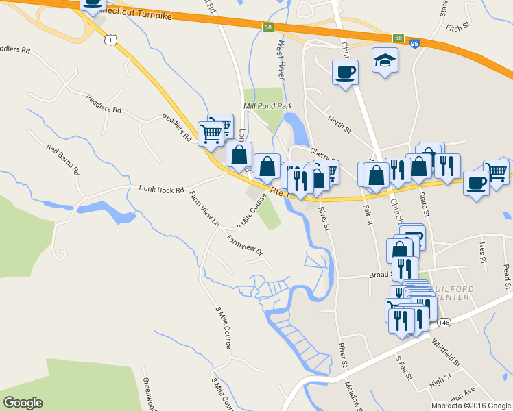 map of restaurants, bars, coffee shops, grocery stores, and more near 37 3 Mile Course in Guilford