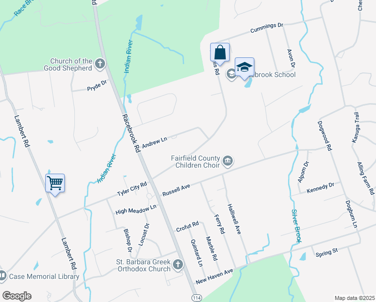 map of restaurants, bars, coffee shops, grocery stores, and more near 42 Grannis Road in Orange