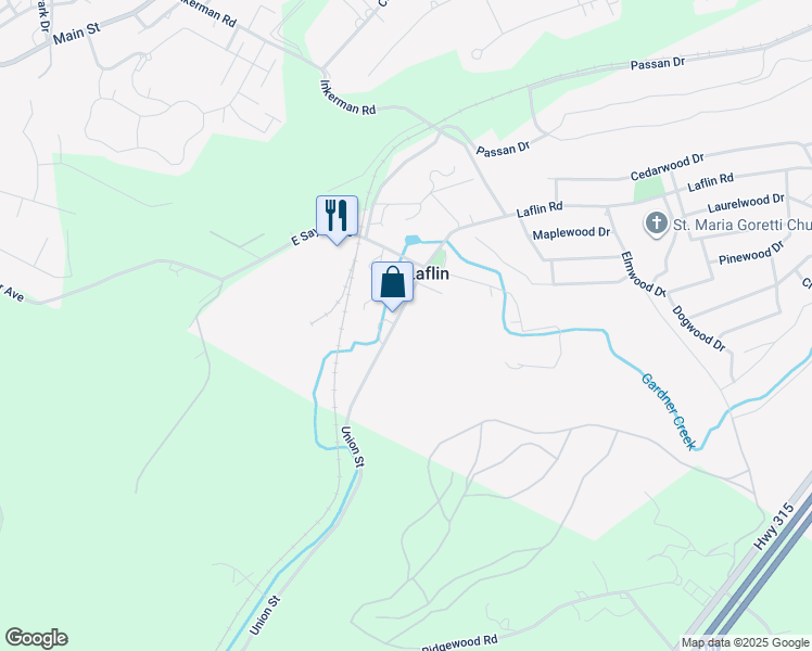 map of restaurants, bars, coffee shops, grocery stores, and more near 863 Union Street in Wilkes-Barre