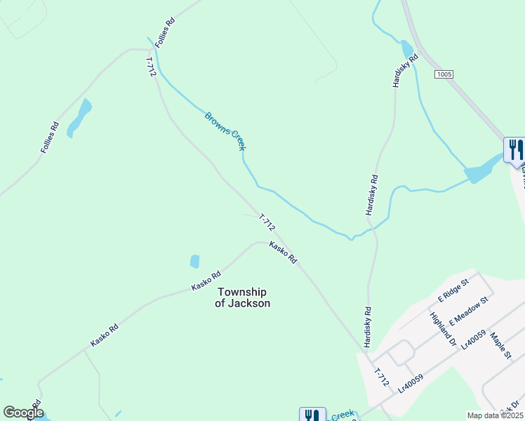 map of restaurants, bars, coffee shops, grocery stores, and more near 710 Gates Road in Shavertown