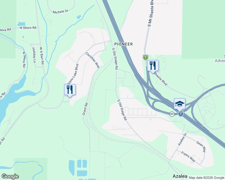 map of restaurants, bars, coffee shops, grocery stores, and more near Wagon Wheel Road in Siskiyou County