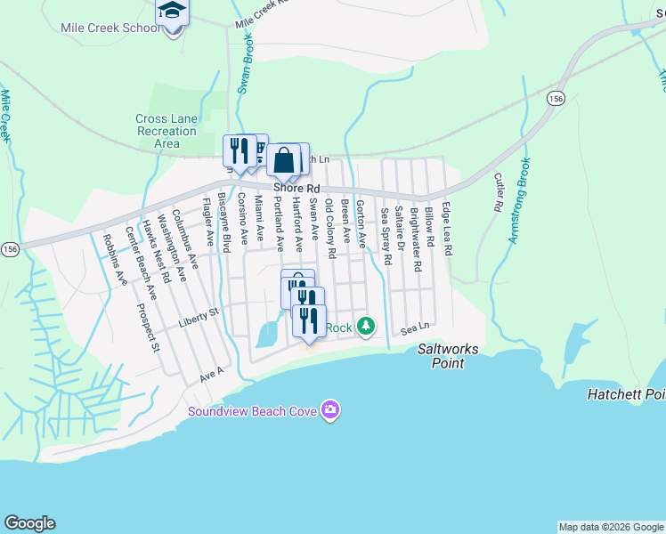 map of restaurants, bars, coffee shops, grocery stores, and more near 37 Old Colony Road in Old Lyme