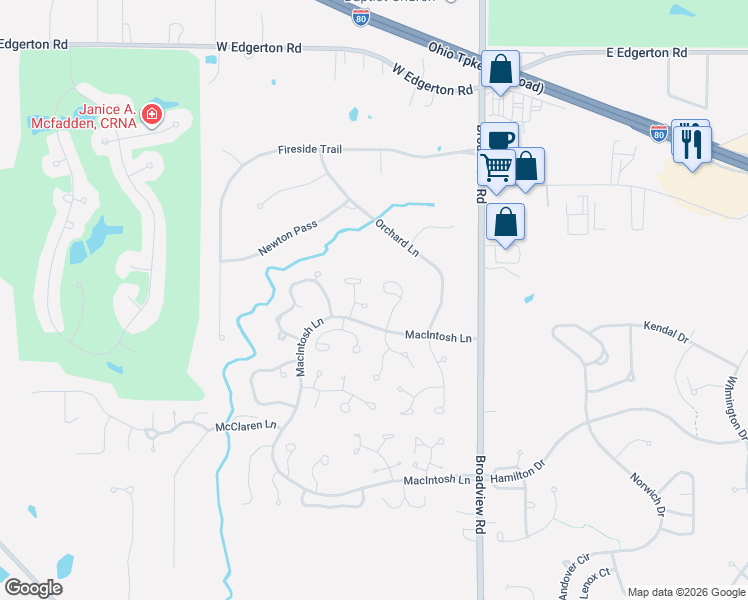 map of restaurants, bars, coffee shops, grocery stores, and more near 1397 Rome Circle in Broadview Heights