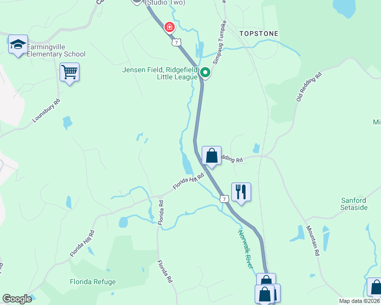 map of restaurants, bars, coffee shops, grocery stores, and more near 369 Ethan Allen Highway in Ridgefield