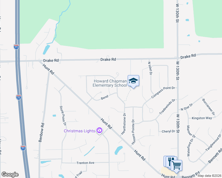 map of restaurants, bars, coffee shops, grocery stores, and more near 18343 Butternut Circle in Strongsville