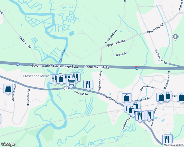 map of restaurants, bars, coffee shops, grocery stores, and more near 37 Wildwood Avenue in Madison