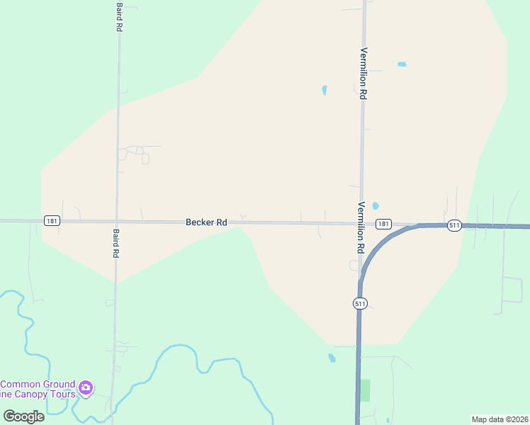 map of restaurants, bars, coffee shops, grocery stores, and more near 50842 Becker Road in Oberlin