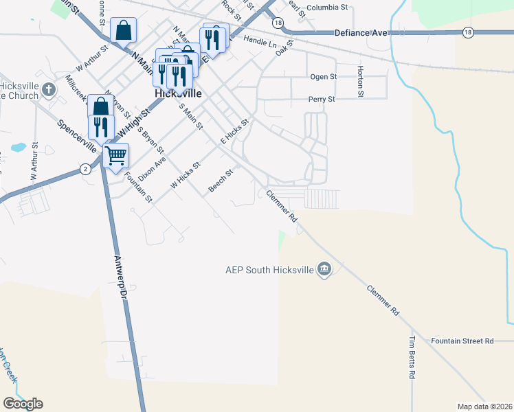 map of restaurants, bars, coffee shops, grocery stores, and more near 525 South Main Street in Hicksville