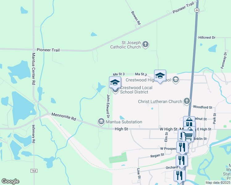 map of restaurants, bars, coffee shops, grocery stores, and more near 10880 John Edward Drive in Mantua