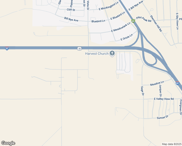 map of restaurants, bars, coffee shops, grocery stores, and more near 2525 Vista Drive in Laramie