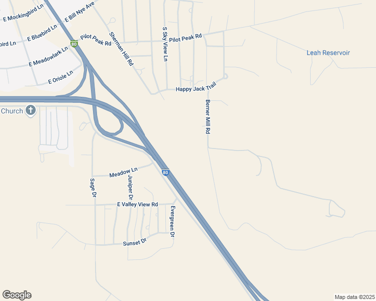 map of restaurants, bars, coffee shops, grocery stores, and more near Berner Mill Road in Laramie