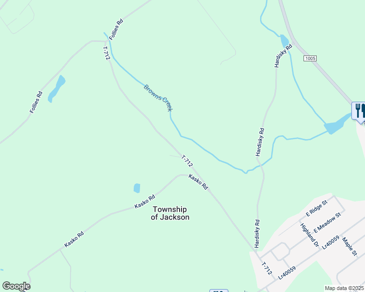 map of restaurants, bars, coffee shops, grocery stores, and more near 710 Gates Road in Shavertown