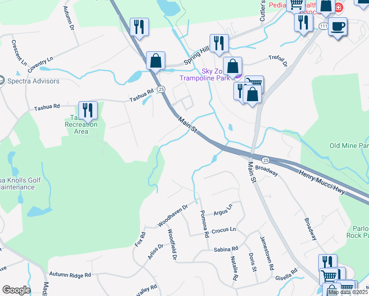 map of restaurants, bars, coffee shops, grocery stores, and more near 6915-6953 Main Street in Trumbull
