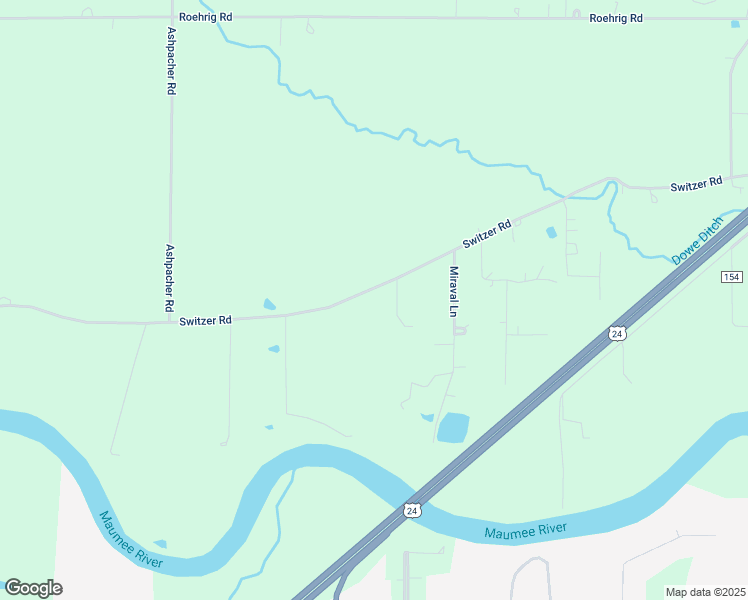 map of restaurants, bars, coffee shops, grocery stores, and more near 21430 Switzer Road in Defiance