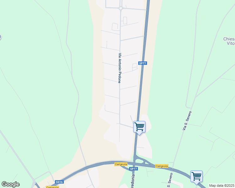 map of restaurants, bars, coffee shops, grocery stores, and more near 34 Via dei Maniscalchi in Provincia di Foggia
