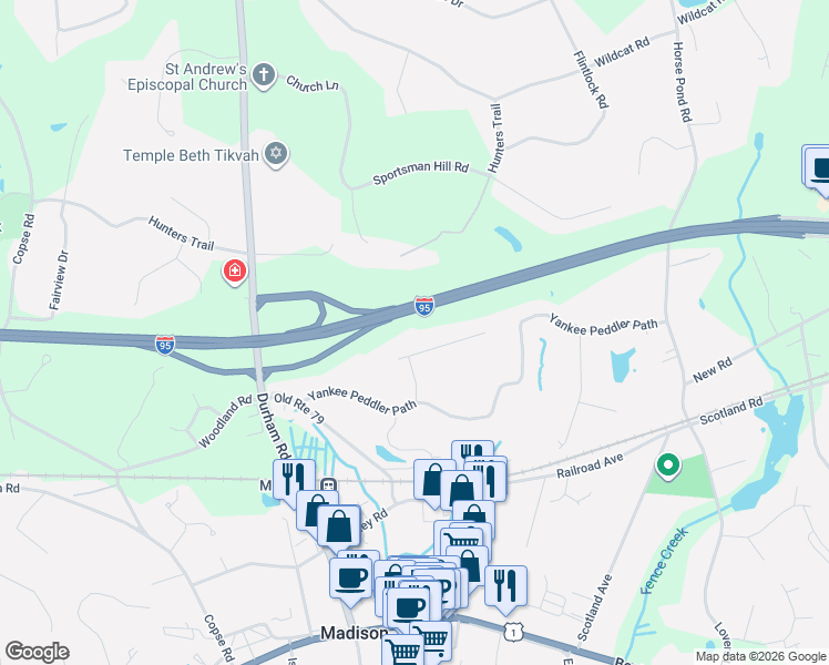 map of restaurants, bars, coffee shops, grocery stores, and more near 25 Conestoga Drive in Madison