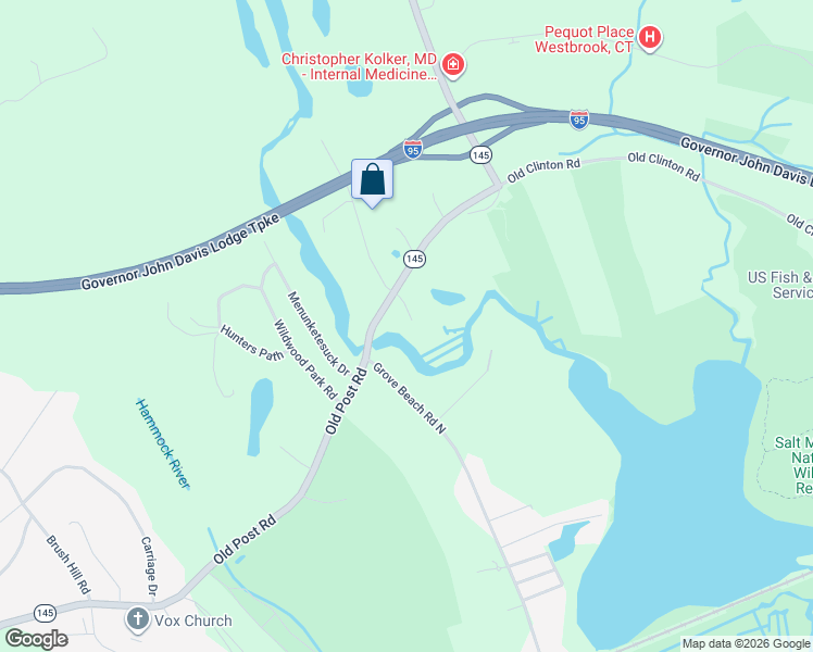 map of restaurants, bars, coffee shops, grocery stores, and more near 57 Nolin Road in Westbrook
