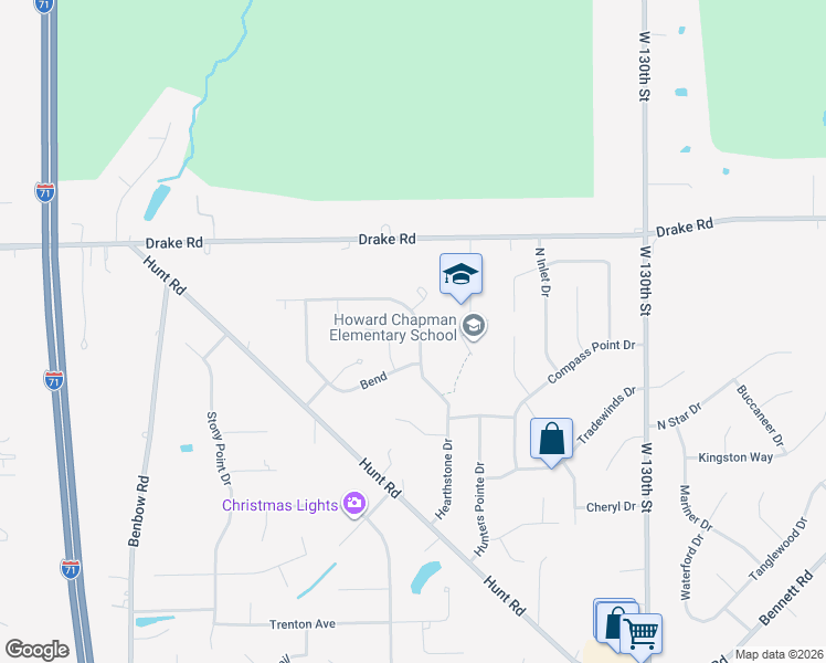 map of restaurants, bars, coffee shops, grocery stores, and more near 18343 Butternut Circle in Strongsville