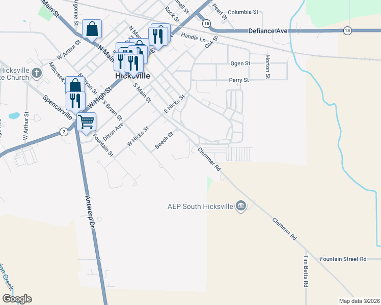 map of restaurants, bars, coffee shops, grocery stores, and more near 525 South Main Street in Hicksville