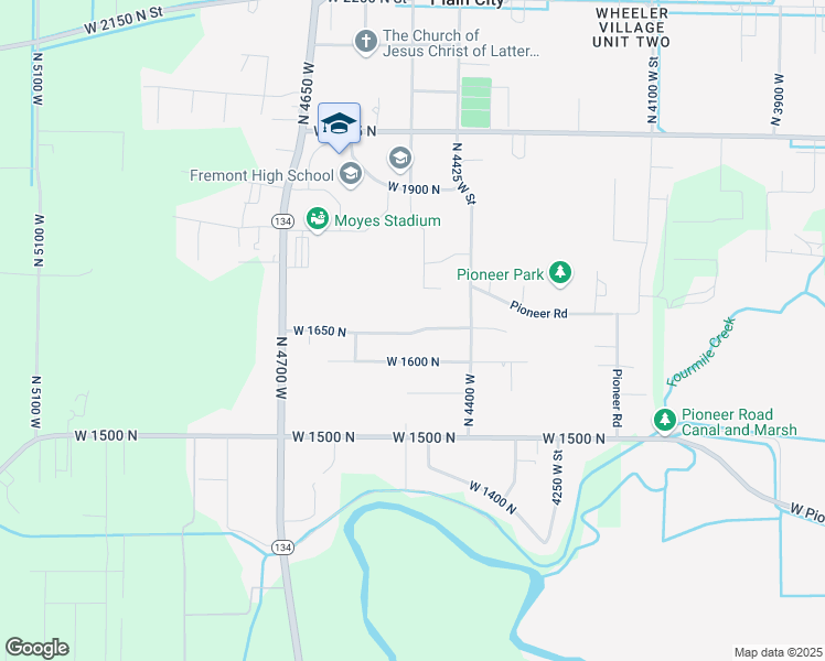 map of restaurants, bars, coffee shops, grocery stores, and more near 4482 West 1650 North in Ogden