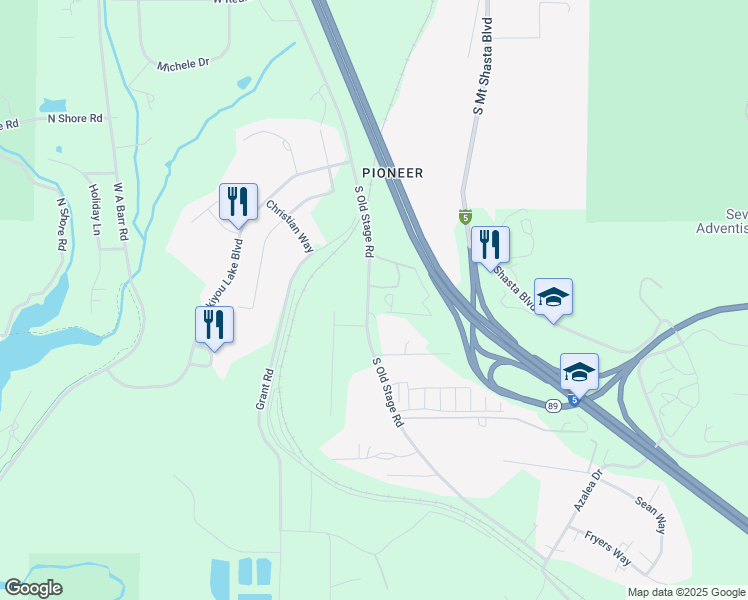 map of restaurants, bars, coffee shops, grocery stores, and more near 1841-1989 S Old Stage Rd in Mt Shasta