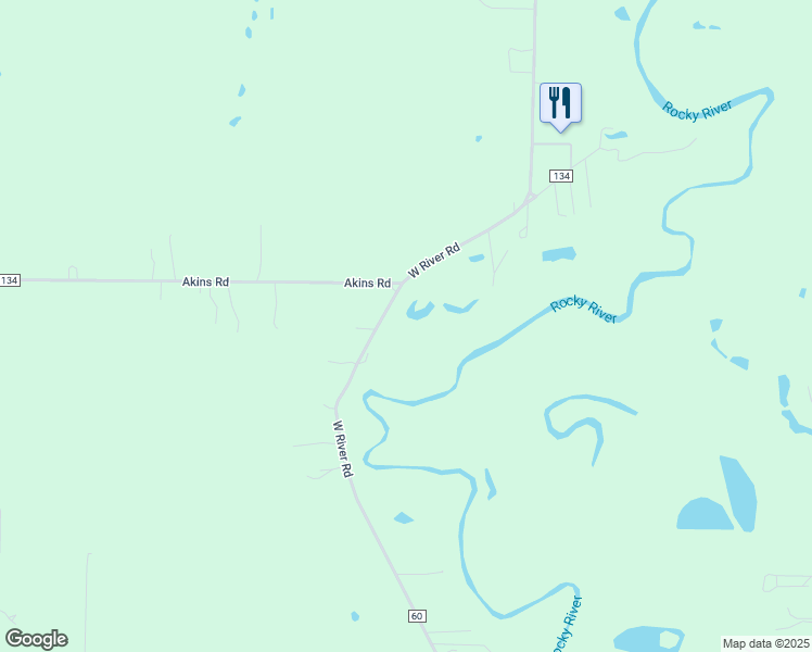 map of restaurants, bars, coffee shops, grocery stores, and more near 17688 West River Road in Columbia Station