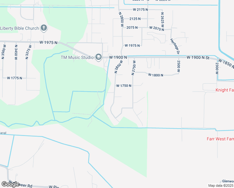 map of restaurants, bars, coffee shops, grocery stores, and more near 1718 North 2850 West in Plain City