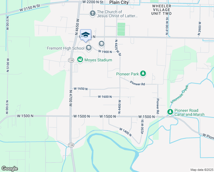 map of restaurants, bars, coffee shops, grocery stores, and more near 4482 West 1650 North in Ogden