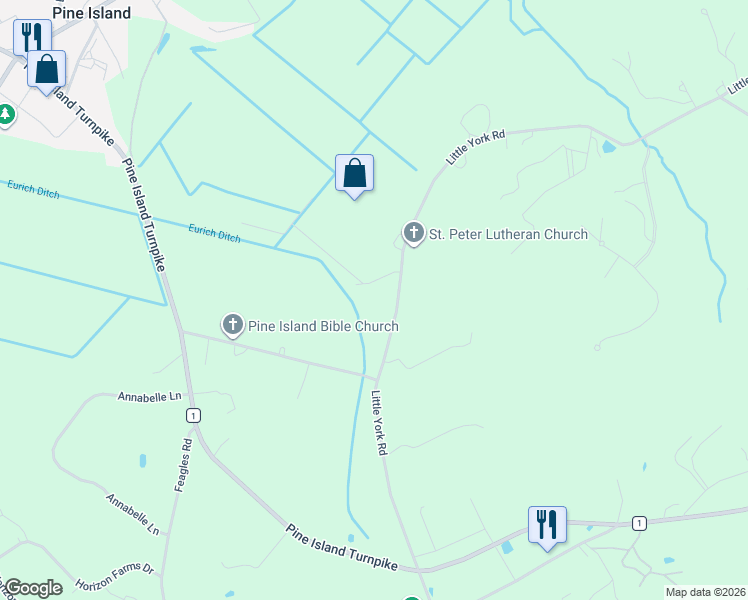 map of restaurants, bars, coffee shops, grocery stores, and more near 67 Little York Road in Warwick