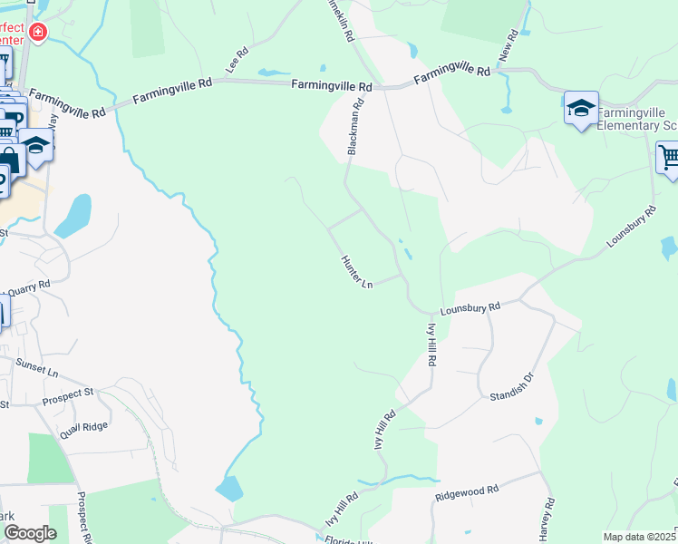 map of restaurants, bars, coffee shops, grocery stores, and more near 33 Hunter Lane in Ridgefield