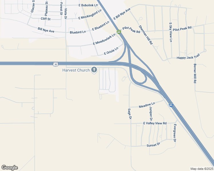 map of restaurants, bars, coffee shops, grocery stores, and more near South Lupine Drive in Laramie