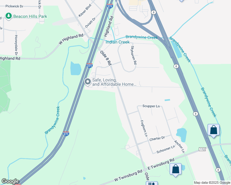 map of restaurants, bars, coffee shops, grocery stores, and more near 8258 Olde 8 Rd in Northfield