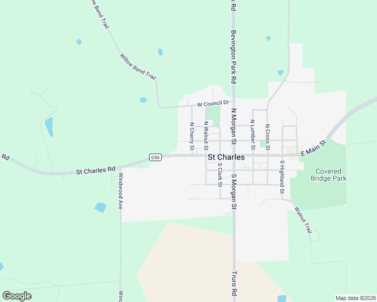 map of restaurants, bars, coffee shops, grocery stores, and more near 114 North Cherry Street in Saint Charles