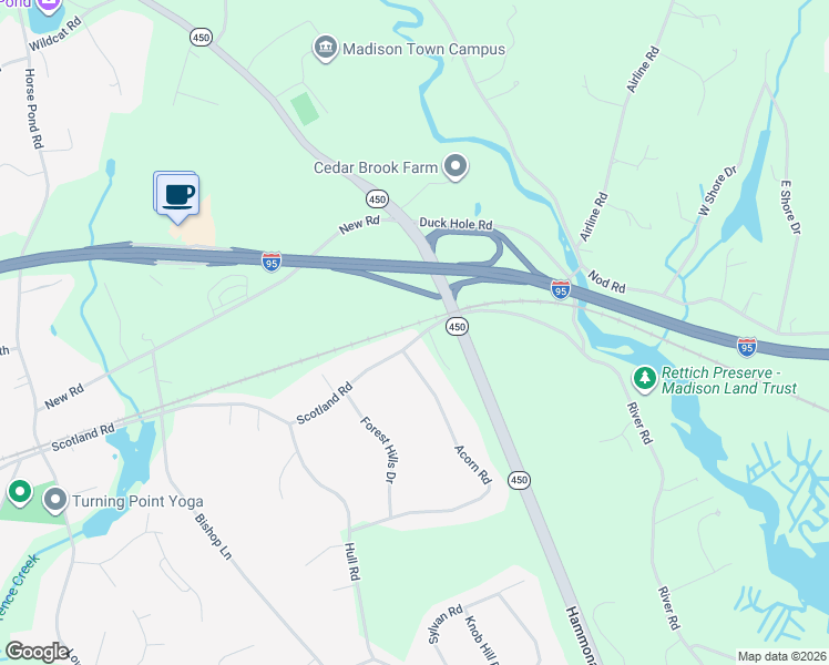 map of restaurants, bars, coffee shops, grocery stores, and more near 179 Scotland Road in Madison