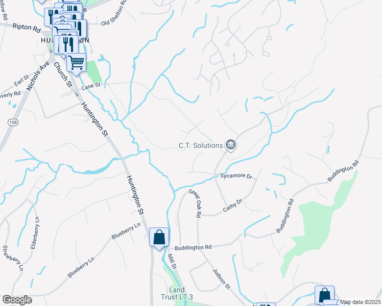 map of restaurants, bars, coffee shops, grocery stores, and more near 10 Serene Drive in Shelton
