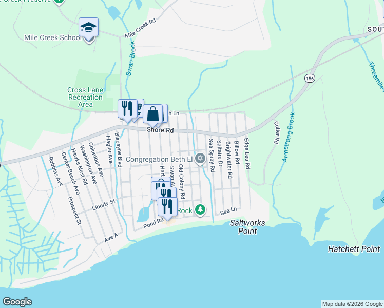 map of restaurants, bars, coffee shops, grocery stores, and more near 20 Breen Avenue in Old Lyme